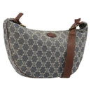 CELINE Paris Macadam Canvas Shoulder Bag Denim Navy Gold Auth 181409A-1