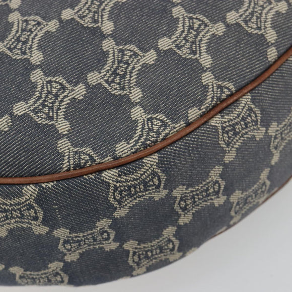 CELINE Paris Macadam Canvas Shoulder Bag Denim Navy Gold Auth 181409A