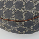 CELINE Paris Macadam Canvas Shoulder Bag Denim Navy Gold Auth 181409A-15