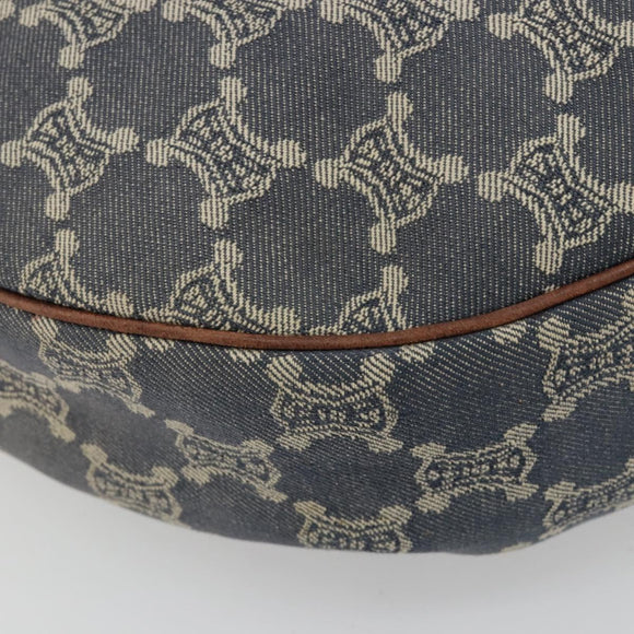CELINE Paris Macadam Canvas Shoulder Bag Denim Navy Gold Auth 181409A