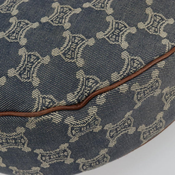 CELINE Paris Macadam Canvas Shoulder Bag Denim Navy Gold Auth 181409A