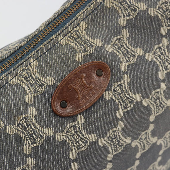 CELINE Paris Macadam Canvas Shoulder Bag Denim Navy Gold Auth 181409A