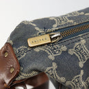 CELINE Paris Macadam Canvas Shoulder Bag Denim Navy Gold Auth 181409A-9
