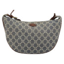 CELINE Paris Macadam Canvas Shoulder Bag Denim Navy Gold Auth 181409A-13