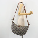 CELINE Paris Macadam Canvas Shoulder Bag Denim Navy Gold Auth 181409A-24