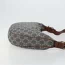 CELINE Paris Macadam Canvas Shoulder Bag Denim Navy Gold Auth 181409A-3