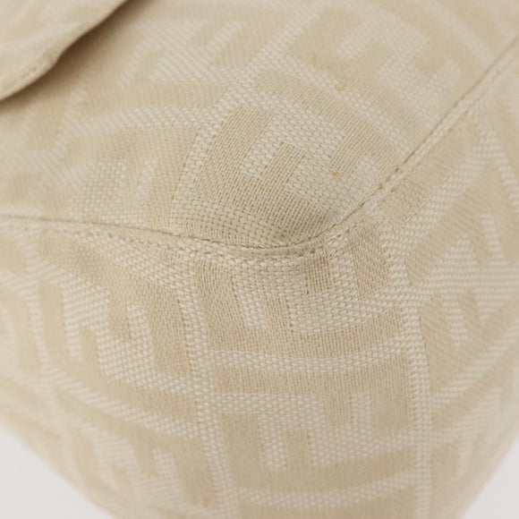 FENDI Zucca Canvas Mamma Baguette Shoulder Bag Ivory Silver Auth 181410A