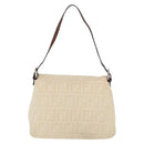 FENDI Zucca Canvas Mamma Baguette Shoulder Bag Ivory Silver Auth 181410A-3