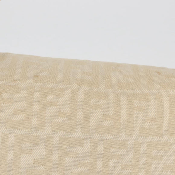 FENDI Zucca Canvas Mamma Baguette Shoulder Bag Ivory Silver Auth 181410A