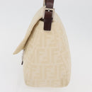 FENDI Zucca Canvas Mamma Baguette Shoulder Bag Ivory Silver Auth 181410A-5