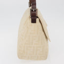 FENDI Zucca Canvas Mamma Baguette Shoulder Bag Ivory Silver Auth 181410A-6