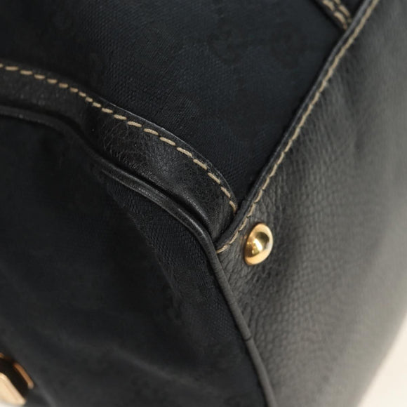 GUCCI GG Canvas Sherry Line Histeria Hand Bag Black Gold 186232 Auth 181412V