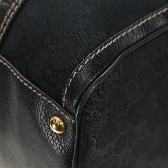 GUCCI GG Canvas Sherry Line Histeria Hand Bag Black Gold 186232 Auth 181412V