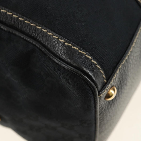 GUCCI GG Canvas Sherry Line Histeria Hand Bag Black Gold 186232 Auth 181412V