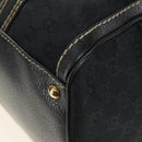 GUCCI GG Canvas Sherry Line Histeria Hand Bag Black Gold 186232 Auth 181412V-17