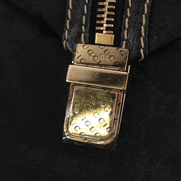 GUCCI GG Canvas Sherry Line Histeria Hand Bag Black Gold 186232 Auth 181412V