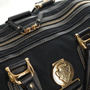 GUCCI GG Canvas Sherry Line Histeria Hand Bag Black Gold 186232 Auth 181412V-21