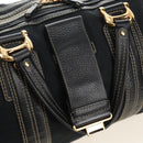 GUCCI GG Canvas Sherry Line Histeria Hand Bag Black Gold 186232 Auth 181412V-22