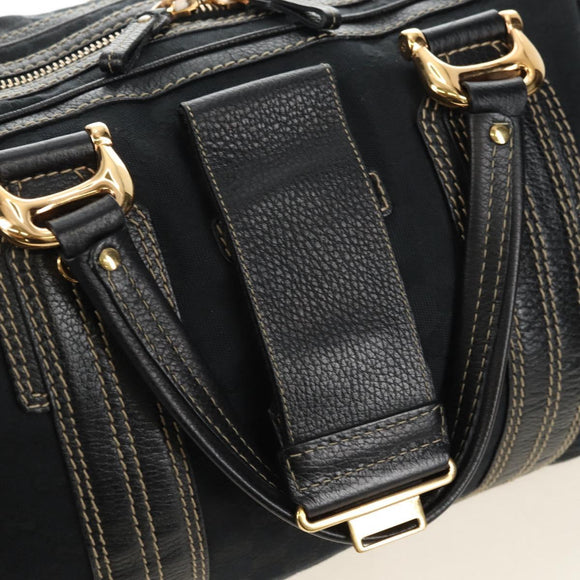 GUCCI GG Canvas Sherry Line Histeria Hand Bag Black Gold 186232 Auth 181412V