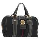 GUCCI GG Canvas Sherry Line Histeria Hand Bag Black Gold 186232 Auth 181412V-1