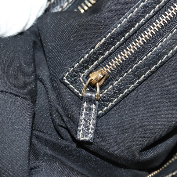 GUCCI GG Canvas Sherry Line Histeria Hand Bag Black Gold 186232 Auth 181412V