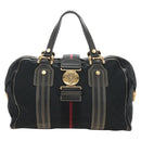 GUCCI GG Canvas Sherry Line Histeria Hand Bag Black Gold 186232 Auth 181412V-13