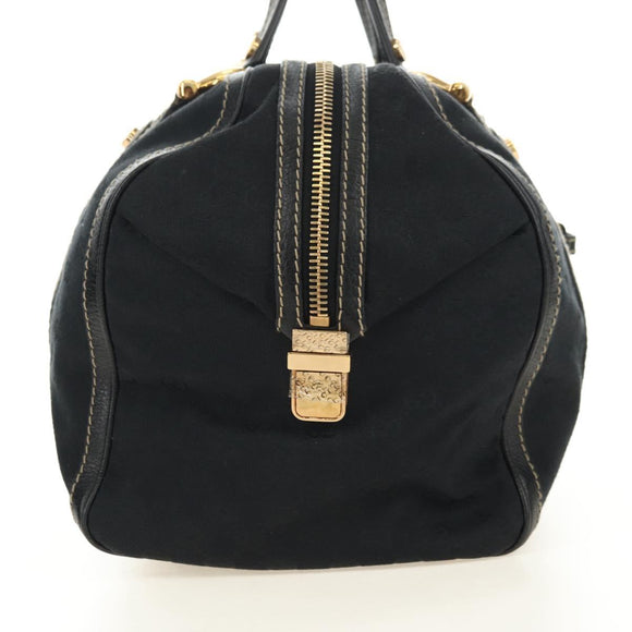 GUCCI GG Canvas Sherry Line Histeria Hand Bag Black Gold 186232 Auth 181412V