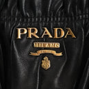 PRADA Hand Bag Leather 2way Black Gold Auth 181413V-21