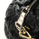 PRADA Hand Bag Leather 2way Black Gold Auth 181413V-22