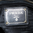 PRADA Hand Bag Leather 2way Black Gold Auth 181413V-23