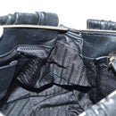 PRADA Hand Bag Leather 2way Black Gold Auth 181413V-25
