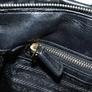 PRADA Hand Bag Leather 2way Black Gold Auth 181413V-26