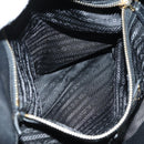 PRADA Hand Bag Leather 2way Black Gold Auth 181413V-27