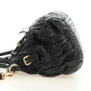 PRADA Hand Bag Leather 2way Black Gold Auth 181413V-3