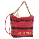 CHANEL Chain Chanel 22 Mini Bag Lamb Skin 2way Red Gold CC Auth 181415SM-1
