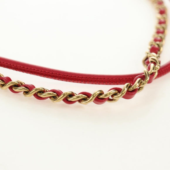 CHANEL Chain Chanel 22 Mini Bag Lamb Skin 2way Red Gold CC Auth 181415SM