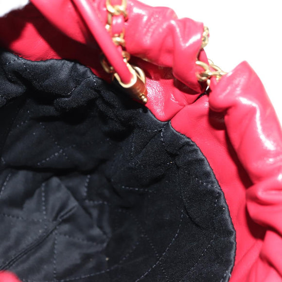 CHANEL Chain Chanel 22 Mini Bag Lamb Skin 2way Red Gold CC Auth 181415SM