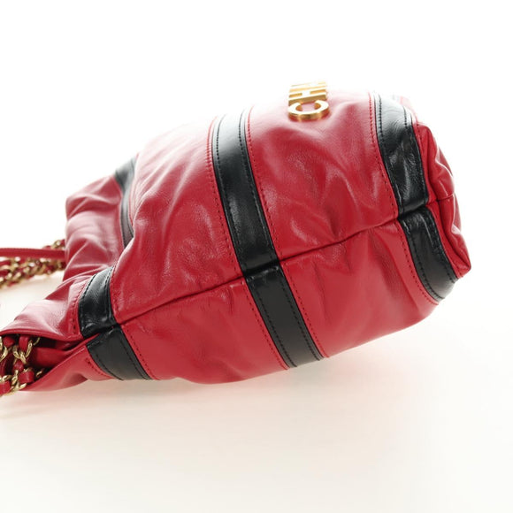 CHANEL Chain Chanel 22 Mini Bag Lamb Skin 2way Red Gold CC Auth 181415SM