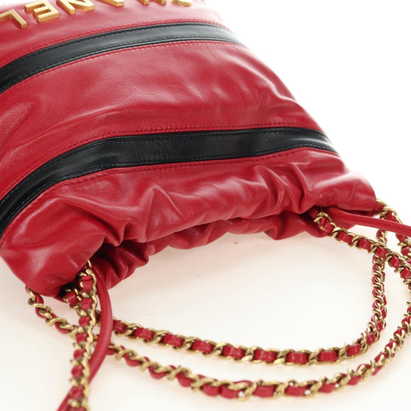 CHANEL Chain Chanel 22 Mini Bag Lamb Skin 2way Red Gold CC Auth 181415SM