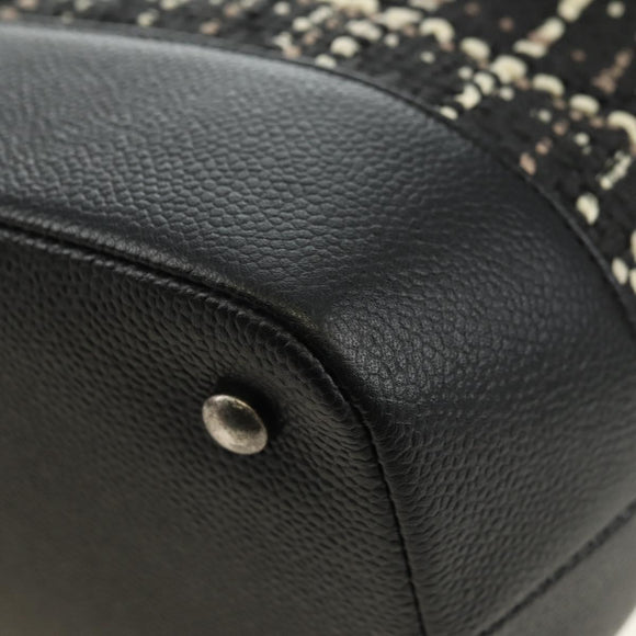 CHANEL Airline Chain Shoulder Bag Tweed 2way Black Silver CC Auth 181416SM
