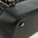 CHANEL Airline Chain Shoulder Bag Tweed 2way Black Silver CC Auth 181416SM-17