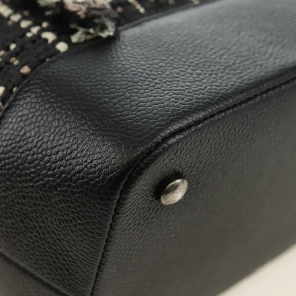 CHANEL Airline Chain Shoulder Bag Tweed 2way Black Silver CC Auth 181416SM