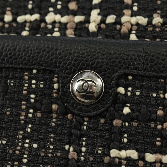CHANEL Airline Chain Shoulder Bag Tweed 2way Black Silver CC Auth 181416SM