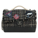 CHANEL Airline Chain Shoulder Bag Tweed 2way Black Silver CC Auth 181416SM-13