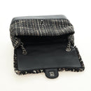 CHANEL Airline Chain Shoulder Bag Tweed 2way Black Silver CC Auth 181416SM-25