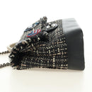 CHANEL Airline Chain Shoulder Bag Tweed 2way Black Silver CC Auth 181416SM-3
