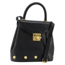 Salvatore Ferragamo Gancini Hand Bag Leather 2way Black Gold Auth 181422A-1