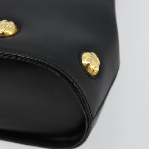 Salvatore Ferragamo Gancini Hand Bag Leather 2way Black Gold Auth 181422A