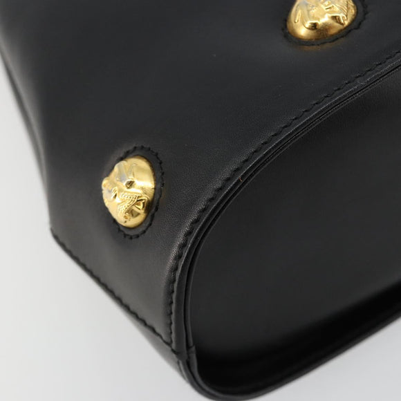 Salvatore Ferragamo Gancini Hand Bag Leather 2way Black Gold Auth 181422A