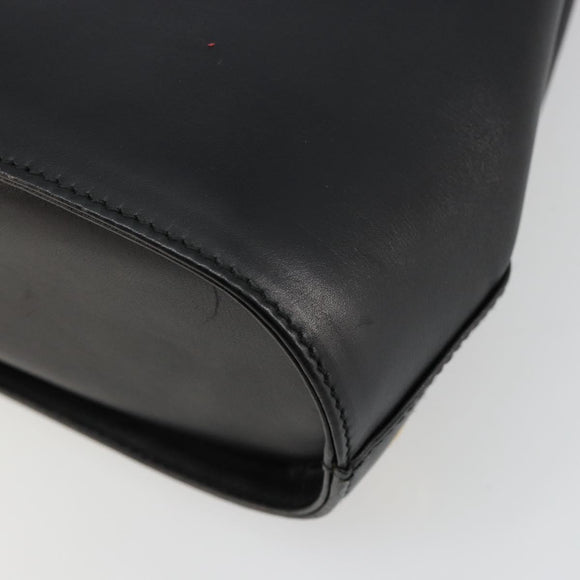 Salvatore Ferragamo Gancini Hand Bag Leather 2way Black Gold Auth 181422A